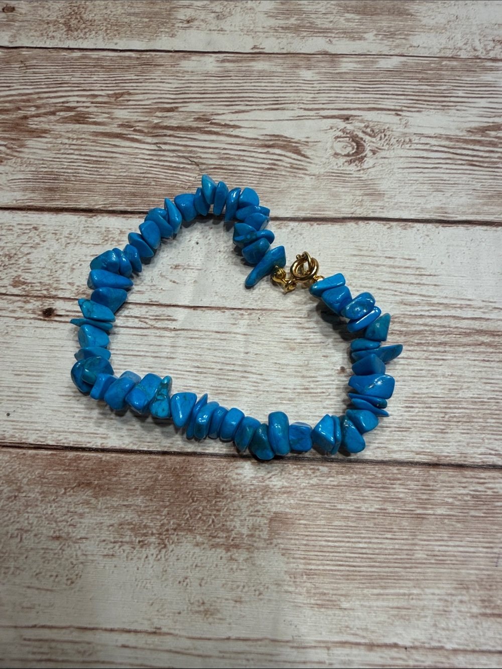 Blue Chip Stone Beaded Bracelet - Unbranded View 2
